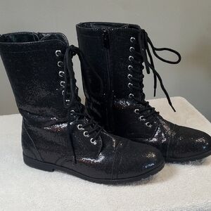 Balera Laced, Glitter Combat Boots. Size 8.5